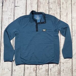 LL Bean Blue Snap T Pullover Fleece Coat Outwear Jacket Mens